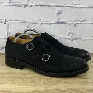 O'Keeffe Double Monk Strap Cap Toe Dress Shoes Mens Size 8.5 Black Oxford Brogue